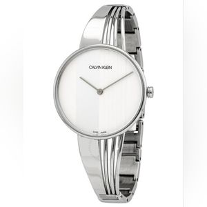 NEW women's Calvin Klein silver watch with white dial